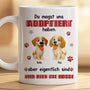8895MGE2 du hast mich zwar adoptiert aber eigentlich bin ich hier der boss personalisiertes hunde geschenk  tasse 8895msdkc