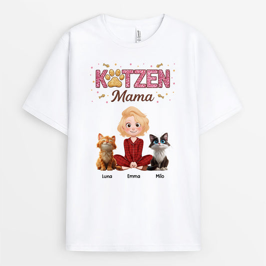 8930AGE1 katzenmama katzenpapa glitzer personalisierte geschenke katze  t shirt 8930a3dld