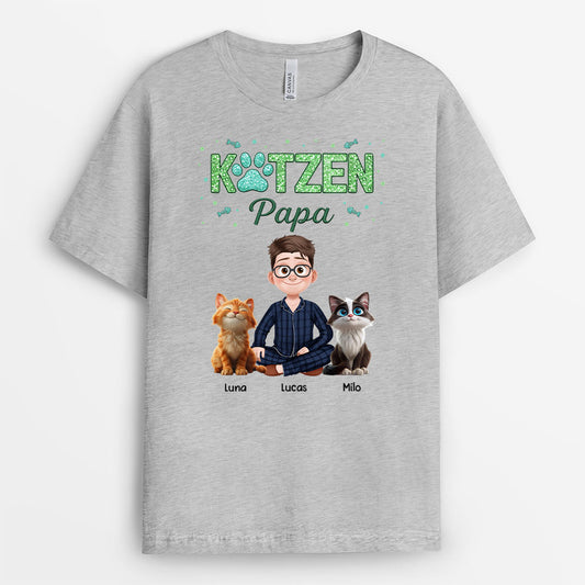8930AGE2 katzenmama katzenpapa glitzer personalisierte geschenke katze  t shirt 8930a3dld