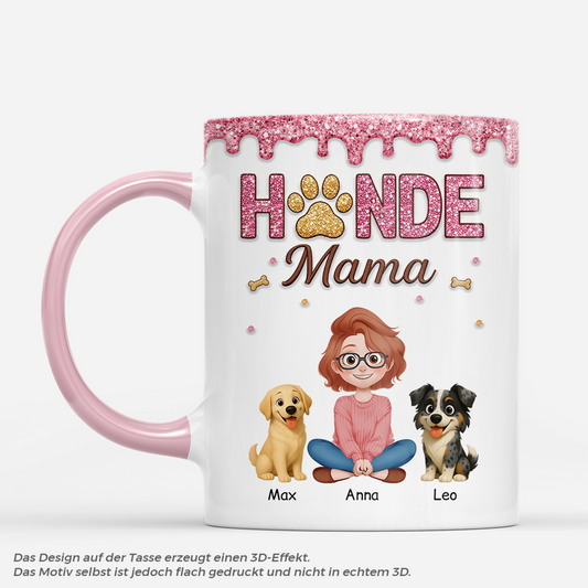 8931MGE1 3d druck effekt hundemama hundepapa glitzer personalisierte tasse hund 8931m3fwc