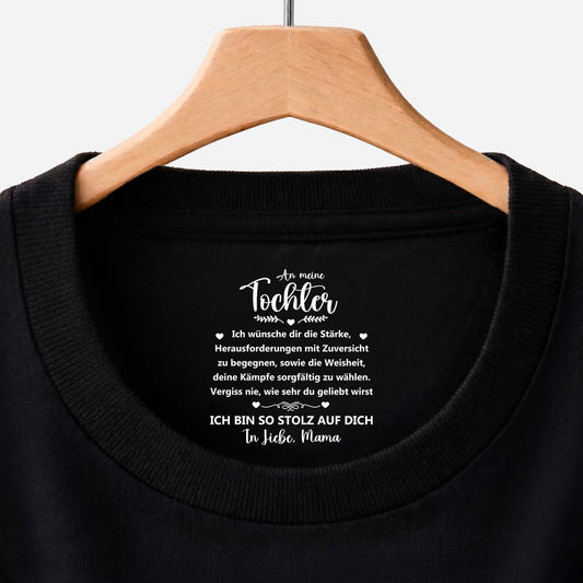 8936AGE1 vergiss nie wie sehr du geliebt wirst personalisiertes geschenk  schwarzes t shirt nackenlabel drucken sohn tochter manner frauen 8936aasqba