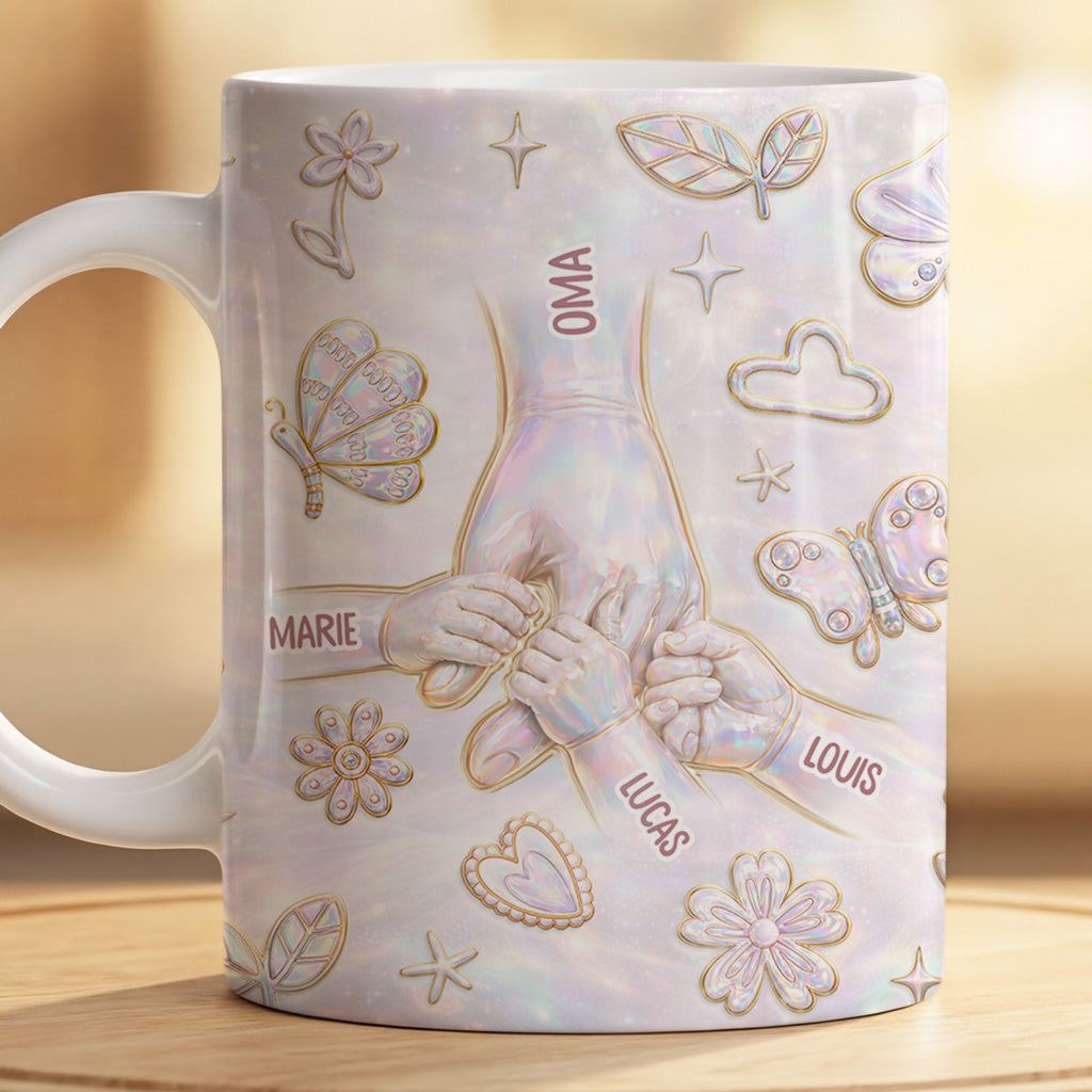 8937MGE2 3d druck effekt hand in hand personalisiertes geschenk  oma mama tasse holografie 8937m3qza