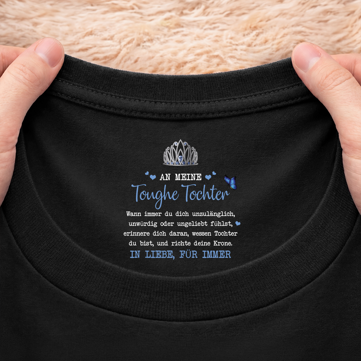 8943AGE2 an meine toughe tochter schwarzes t shirt personalisiert nackenlabel drucken frauen 8943aa