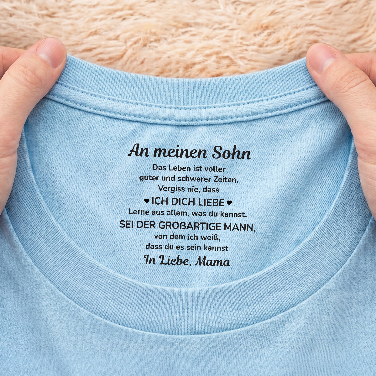 8946AGE2 an meinen sohn an meine tochter personalisiertes geschenk  weisses t shirt nackenlabel drucken manner frauen 8946aashza
