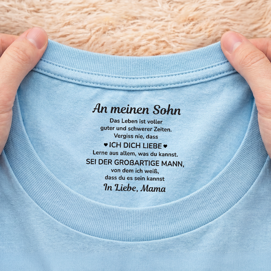8946AGE2 an meinen sohn an meine tochter personalisiertes geschenk  weisses t shirt nackenlabel drucken manner frauen 8946aashza
