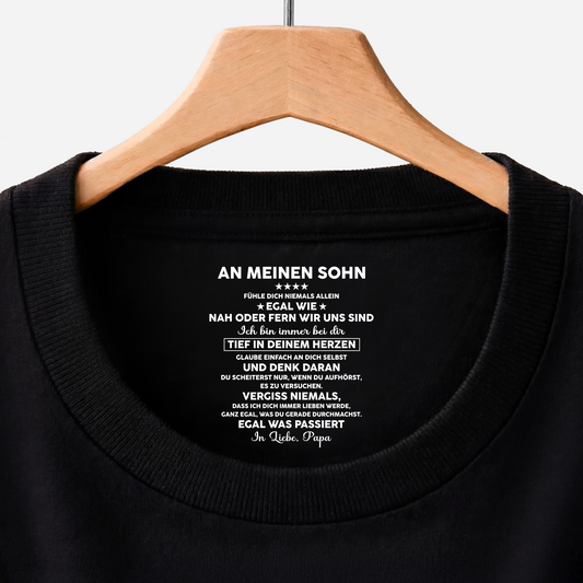 8962AGE1 ich bin immer bei dir tief in deinem herzen schwarzes t shirt personalisiert nackenlabel drucken sohn tochter manner frauen 8962aatebb