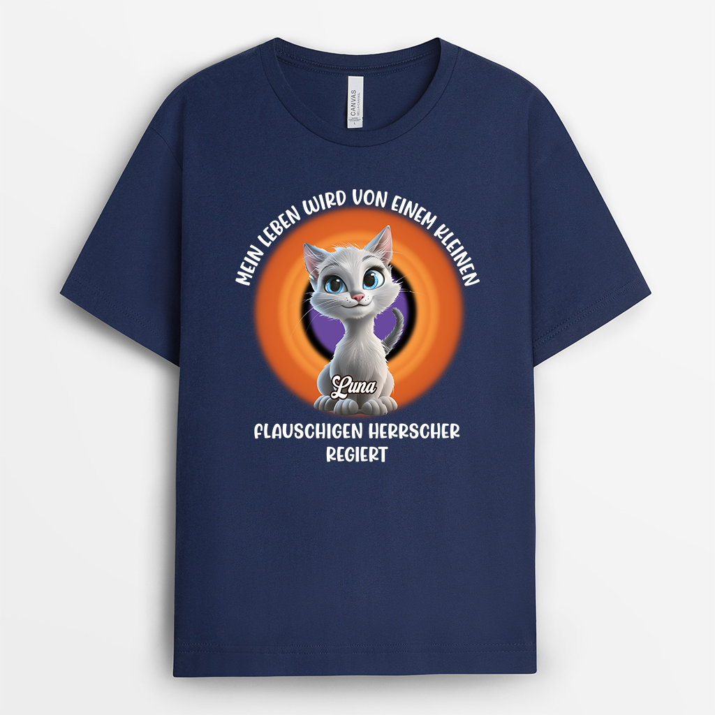 8986AGE2 mein leben wird von kleinen flauschigen herrschern regiert katzen t shirt personalisiert 8986aaqpd