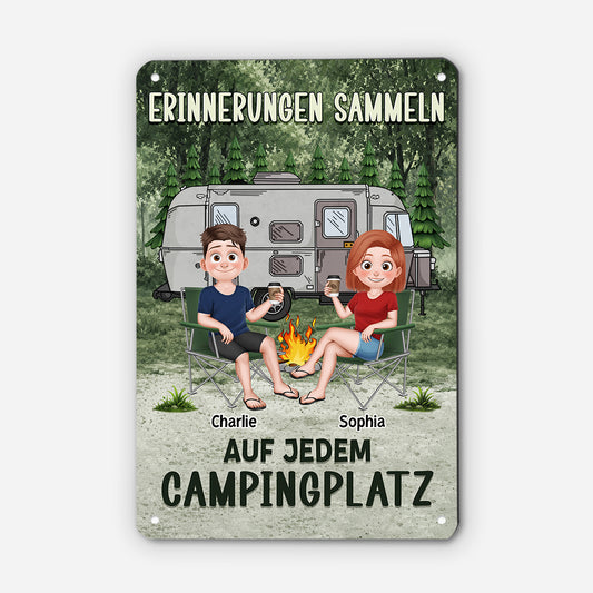9032EGE1 erinnerungen sammeln auf jedem campingplatz camping schild personalisiert paar 9032etpmg