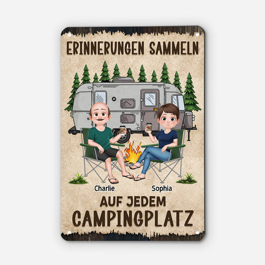9032EGE2 erinnerungen sammeln auf jedem campingplatz camping schild personalisiert paar 9032etpmg