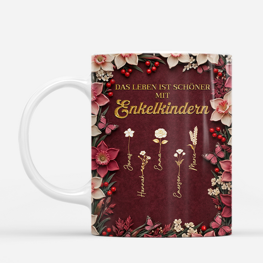 9051MGE2 3d druck effekt das leben ist schoner mit einem enkelkind opa oma tasse personalisiert blumen 9051mtena