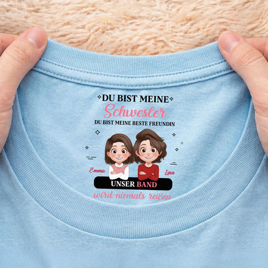 9068AGE2 unser band wird niemals reissen weisses t shirt personalisiert nackenlabel drucken tochter sohn schwester bruder 9068aa6fsa