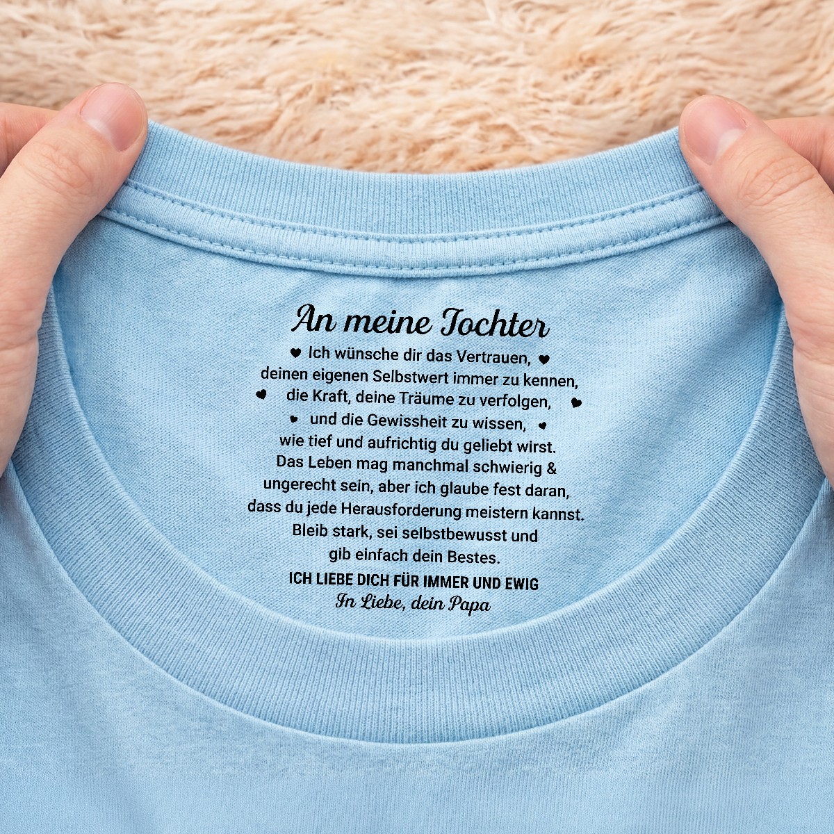 9093AGE2 ich liebe dich fur immer und ewig weisses t shirt personalisiert nackenlabel drucken sohn tochter 9093aa8ema