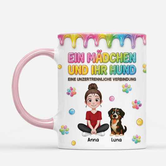 9117MGE2 3d druck effekt eine unzertrennliche verbindung personalisierte tasse hund glitzer 9117maqtc