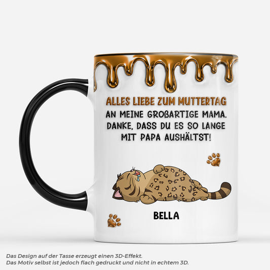 9124MGE1 3d druck effekt alles liebe zum muttertag vatertag katzen tasse personalisiert braun 9124maysd