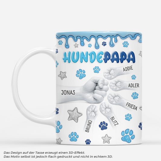 9130MGE1 3d druck effekt faustgruss pfoten personalisiertes hunde geschenk  tasse 9130m6hnc