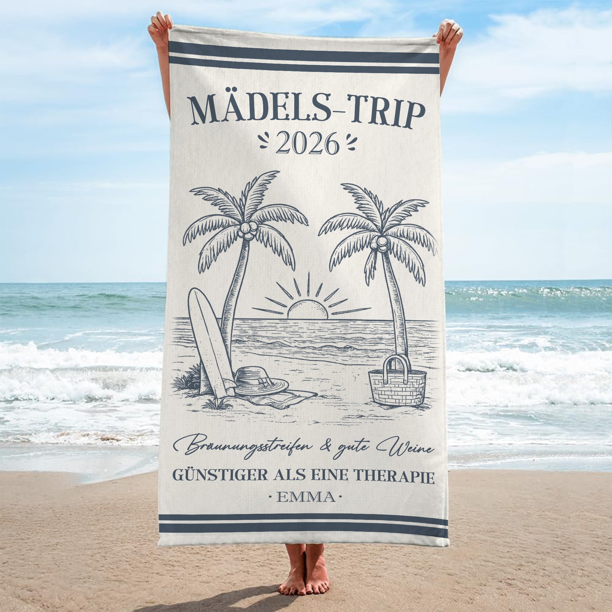 9140BGE2 freunde trip personalisierte geschenke  strandtuch 9140bscoi