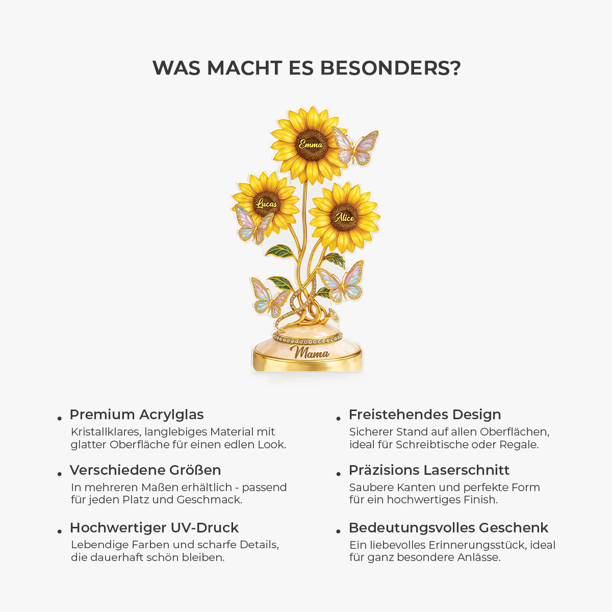 9218AGE5 3d druck effekt sonnenblumen  schmetterlinge acryl aufsteller personalisiert mama oma 9218arafpa