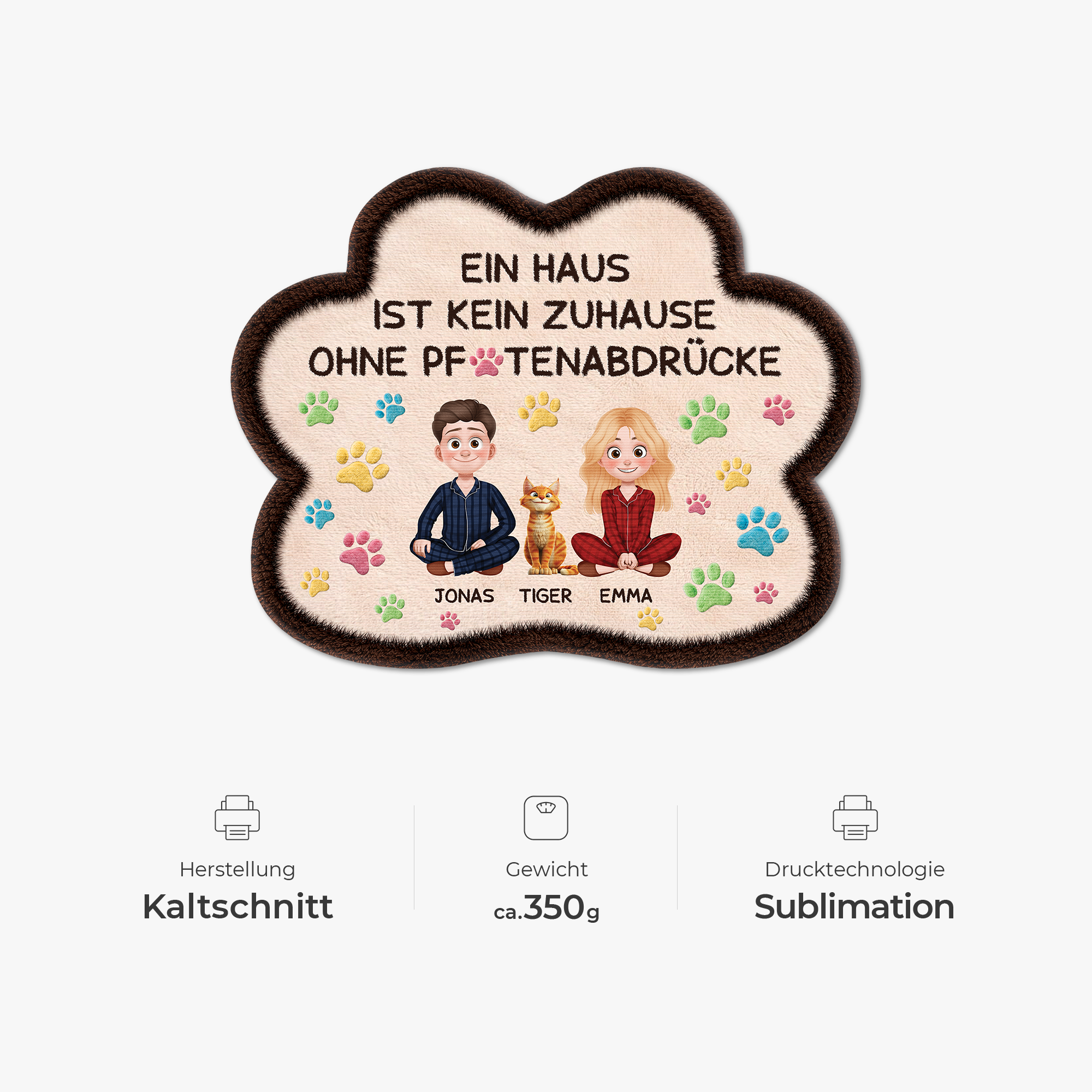 9228AGE4 3d druck effekt ein haus wird erst durch pfotenabdrucke zu einem zuhause fussmatte katzen personalisiert unregelmassige form 9228adnxnd