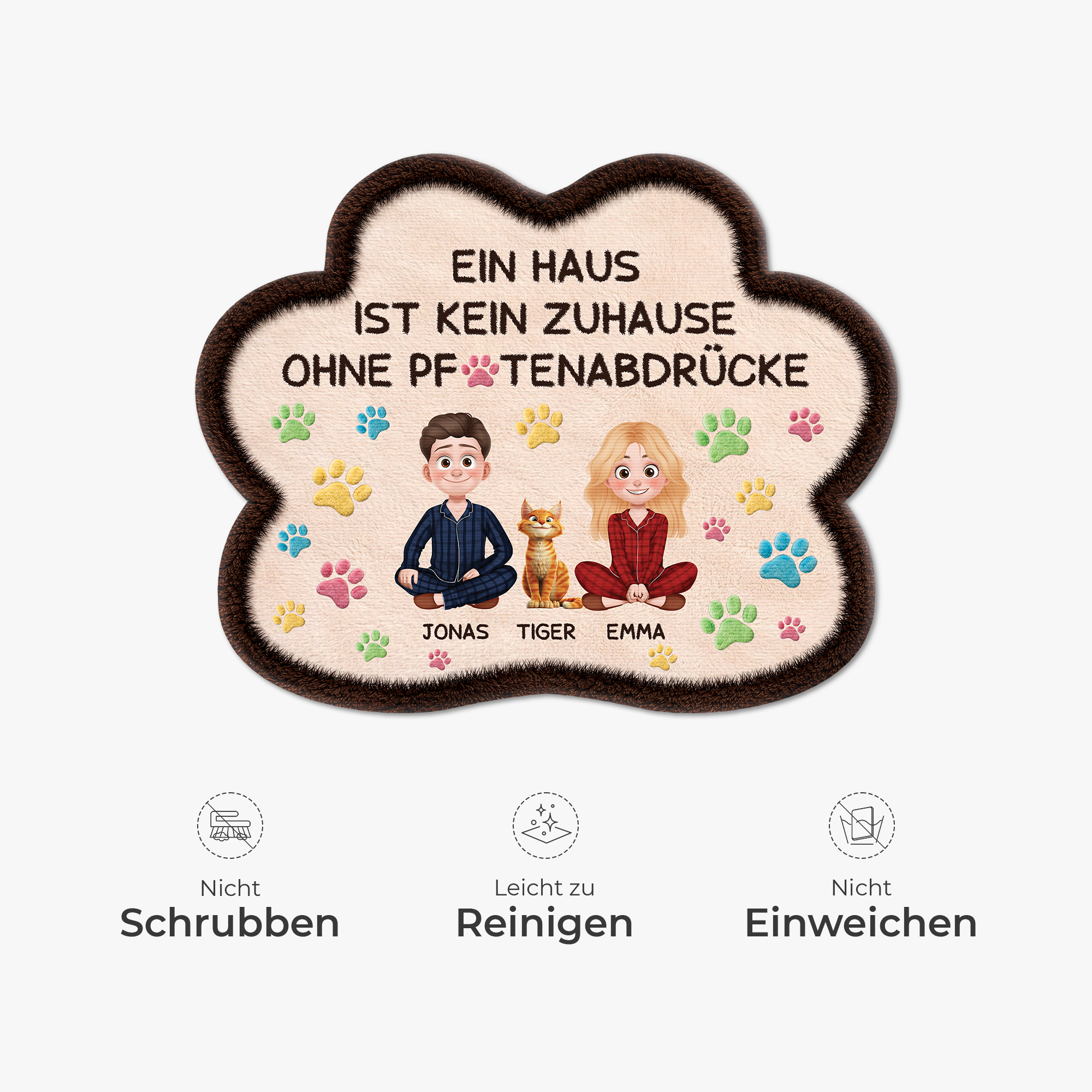 9228AGE5 3d druck effekt ein haus wird erst durch pfotenabdrucke zu einem zuhause fussmatte katzen personalisiert unregelmassige form 9228adnxnd