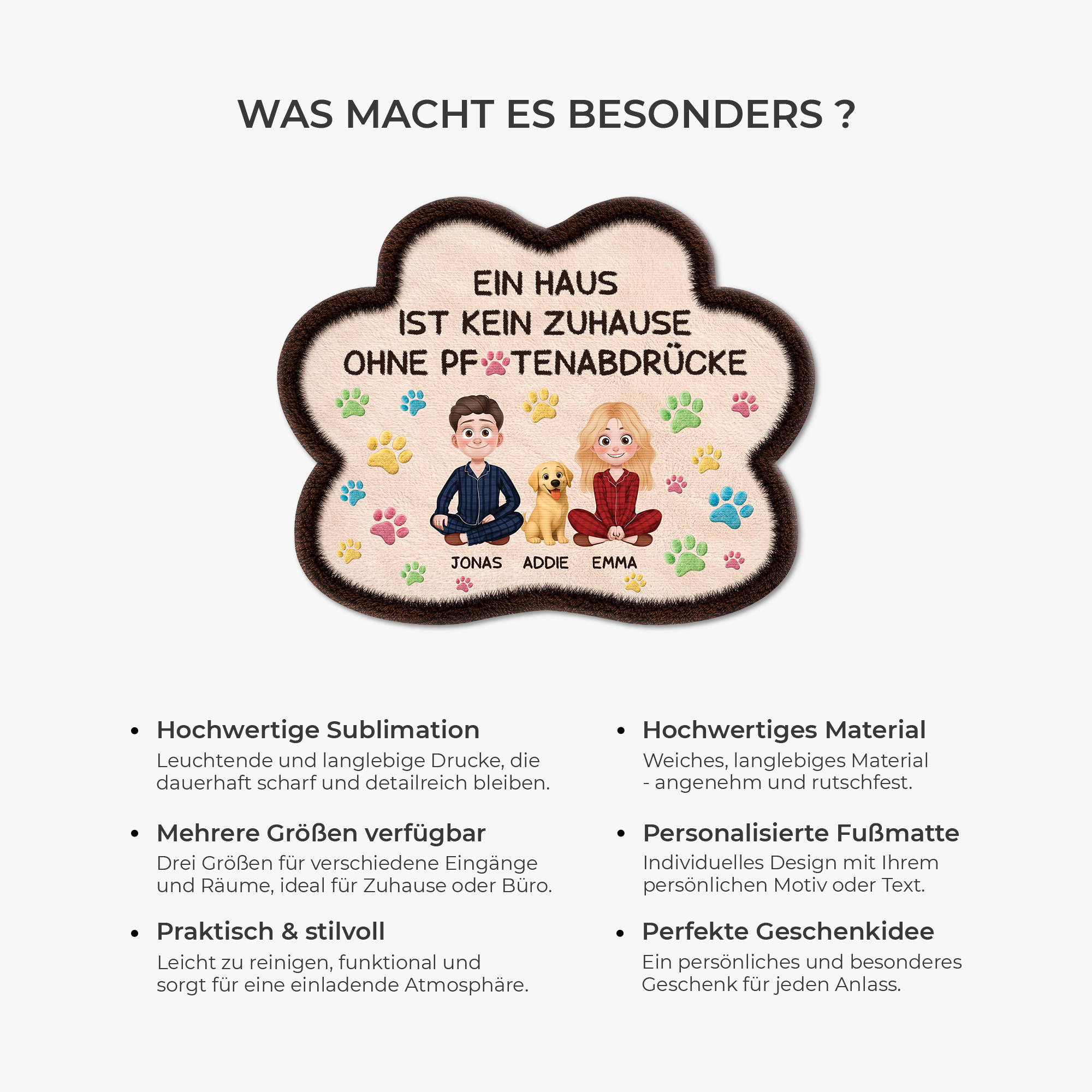 9228AGE6 3d druck effekt ein haus wird erst durch pfotenabdrucke zu einem zuhause fussmatte personalisiert hund_ unregelmassige form 9228adnxnc