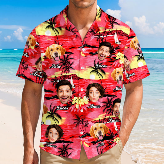 9241AGE2 hawaiihemd mit mehreren gesichtern tropische blumen personalisierte geschenke foto  hawaiihemd damen herren 9241aa6dwa