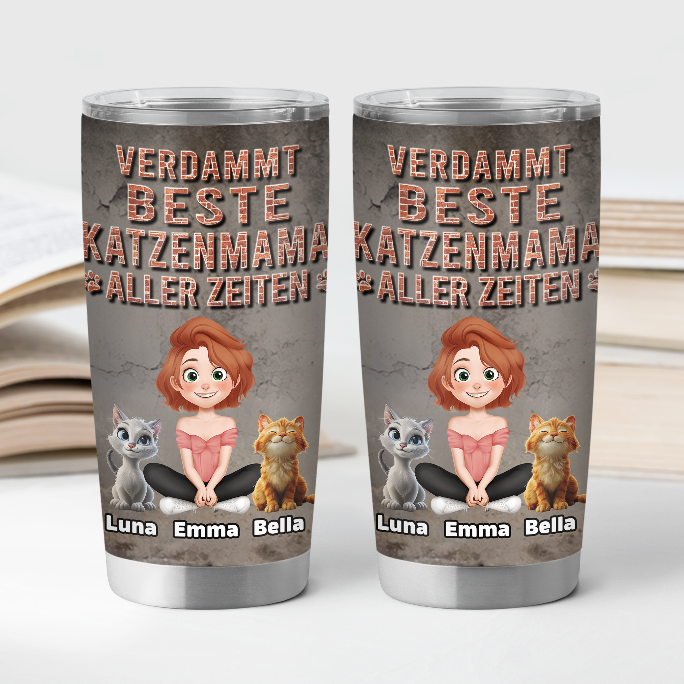 9249TGE2 3d druck effekt verdammt beste katzenmama aller zeiten personalisierter thermobecher 590 ml katze 9249tte1d