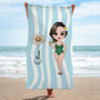 9268BGE2 frau am strand bikini strandtuch personalisiert 9268bspza