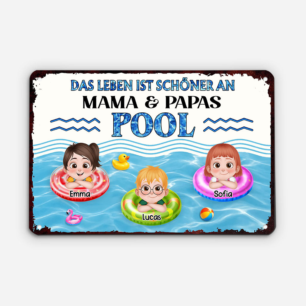 9275EGE2 das leben ist schoner an oma  opas pool turschild personalisiert oma opa mama papa sommer 9275e8ysa
