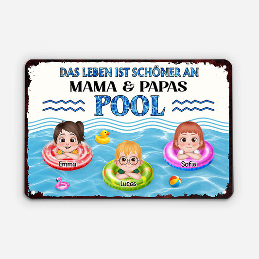 9275EGE2 das leben ist schoner an oma  opas pool turschild personalisiert oma opa mama papa sommer 9275e8ysa