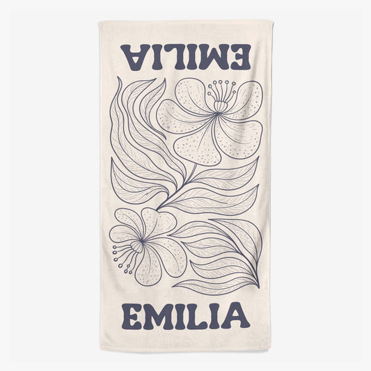 9279BGE1 blume _ name strandtuch personalisiert 9279bavca_1
