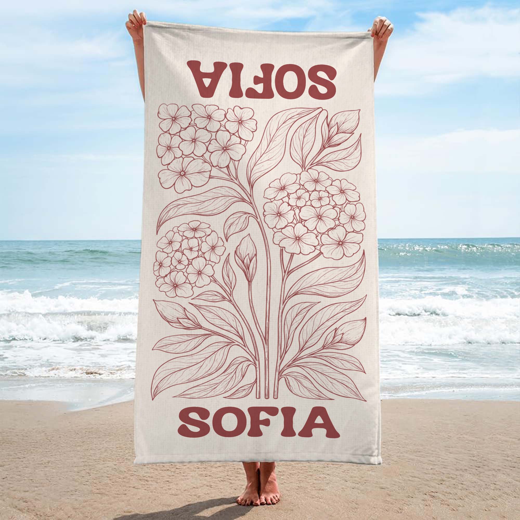 9279BGE1 blume _ name strandtuch personalisiert 9279bavca_3