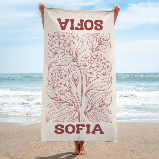 9279BGE1 blume _ name strandtuch personalisiert 9279bavca_3