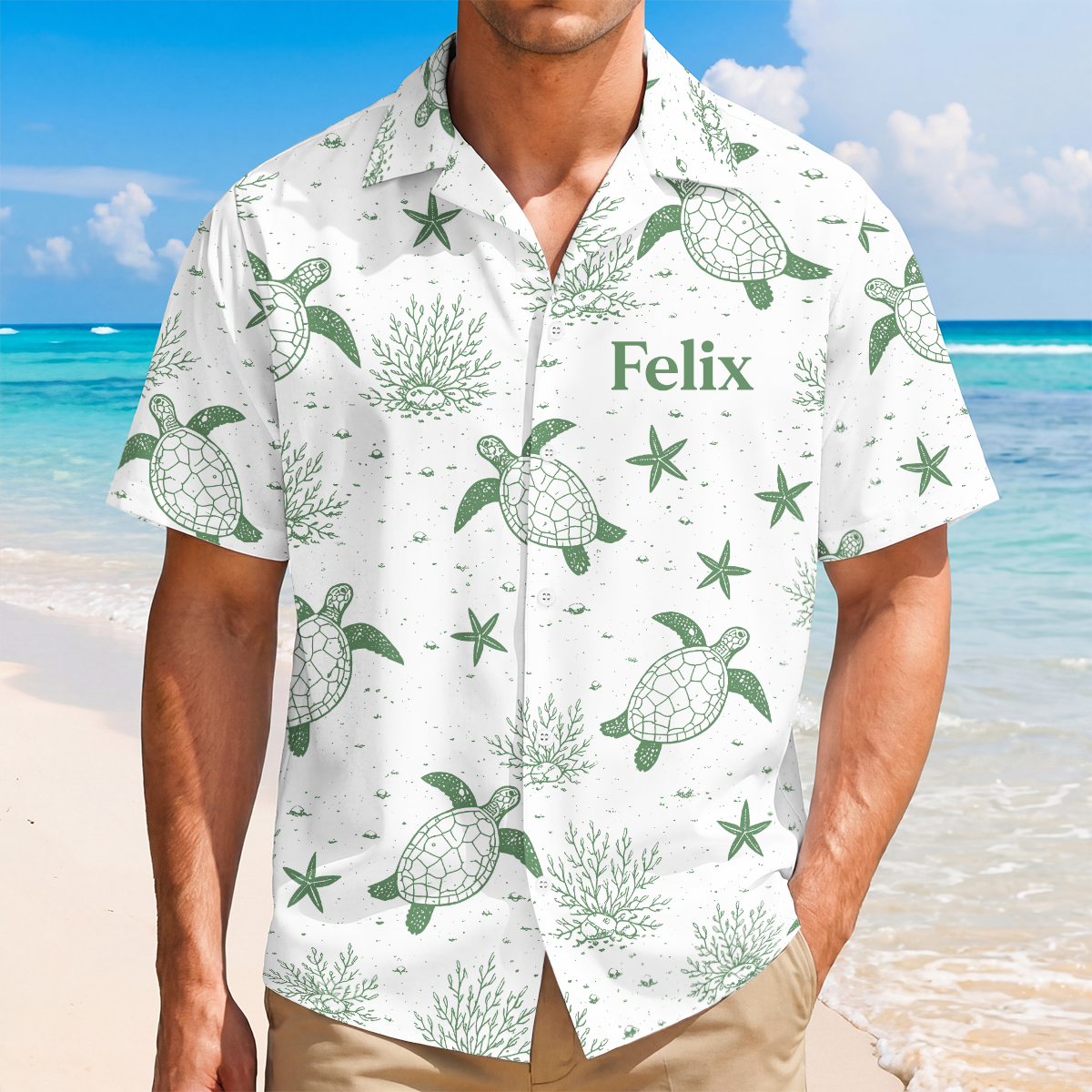 9283AGE2 meeresschildkroten personalisiertes hawaiihemd frauen 9283aaneza