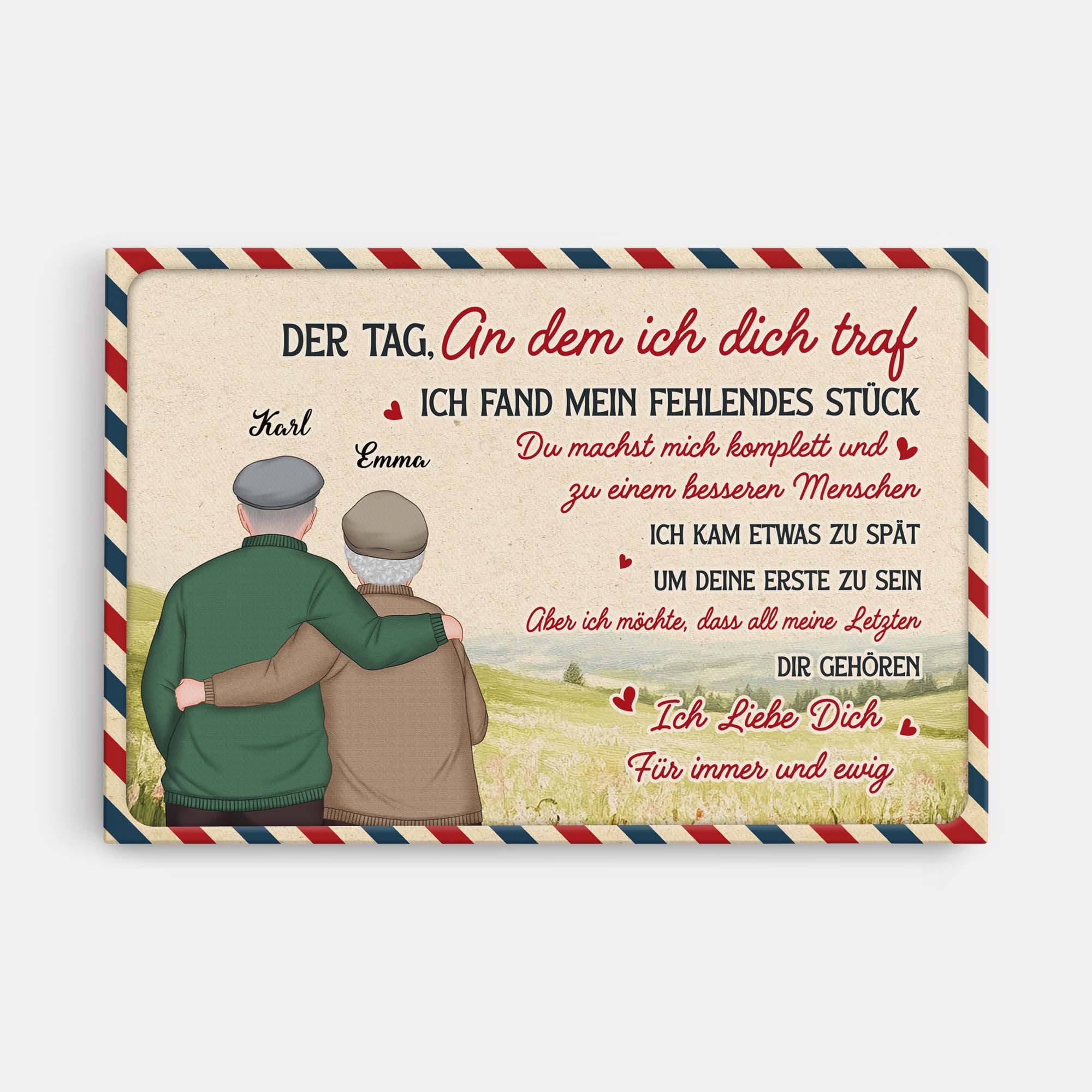 GE1 der tag an dem ich dich traf ich fand mein fehlendes stuck personalisierte leinwand paar mit foto _1