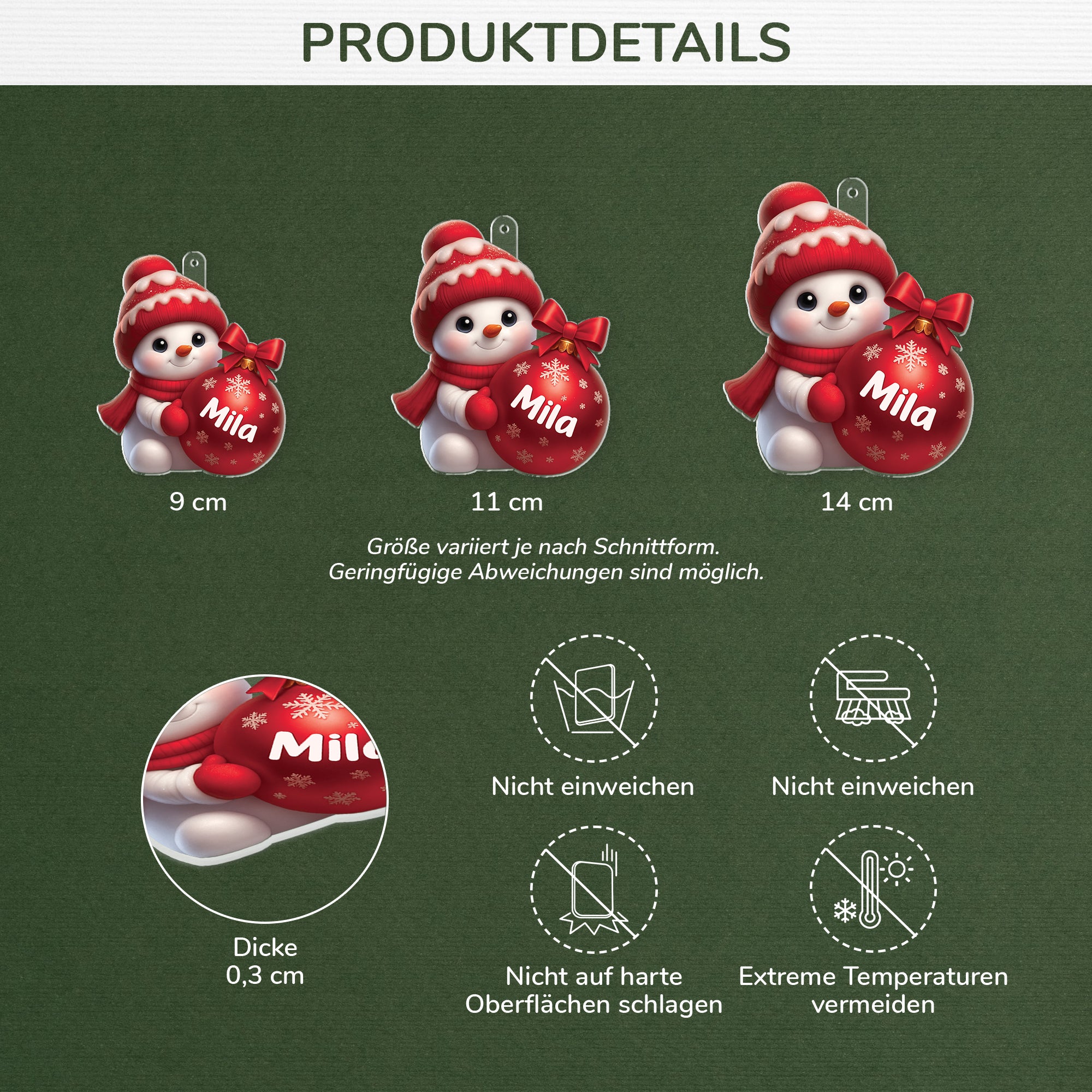 GE3 3d druck effekt schneemann acryl weihnachtsschmuck_ personalisiert kinder 6543OKZCK