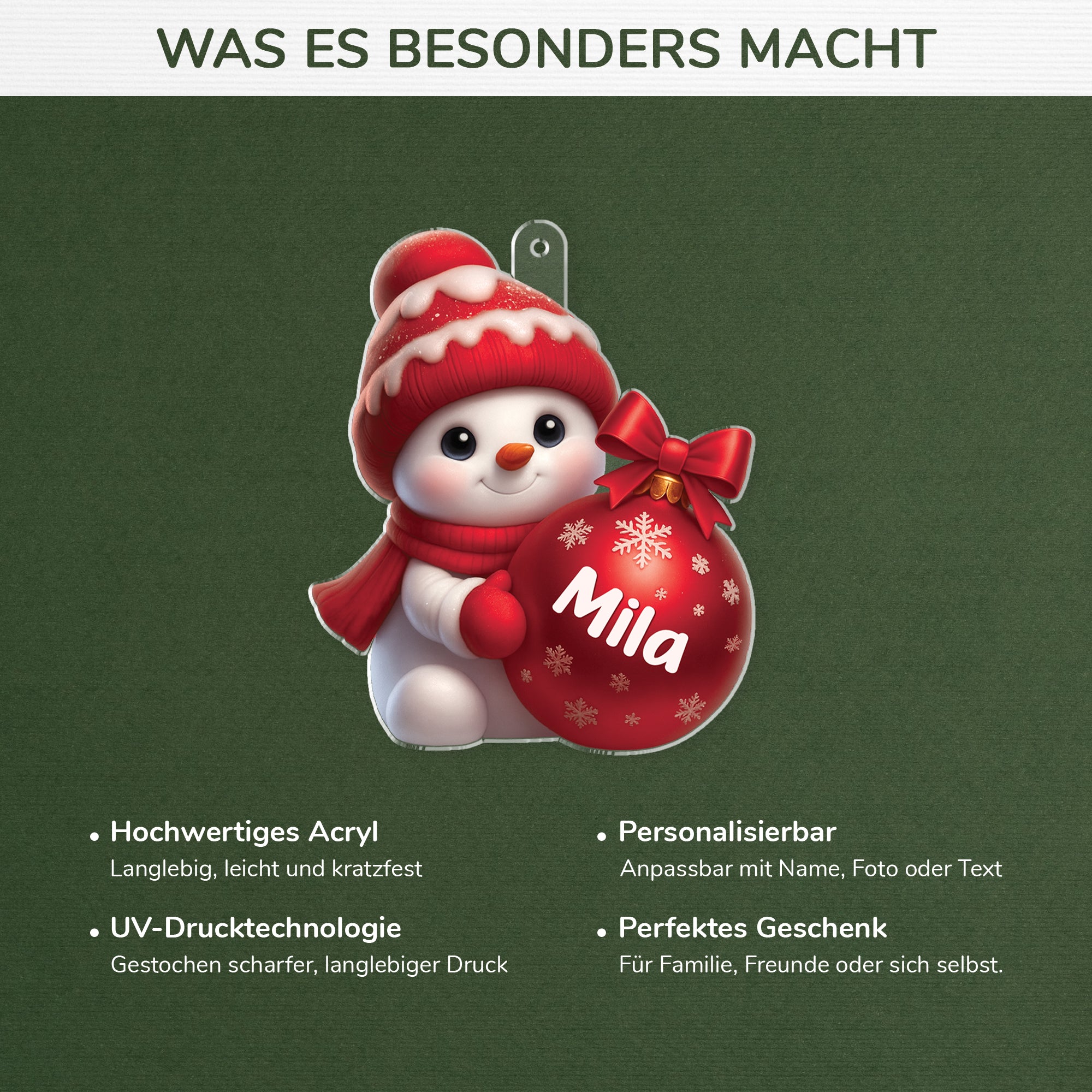GE4 3d druck effekt schneemann acryl weihnachtsschmuck_ personalisiert kinder 6543OKZCK