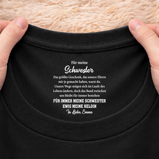 fur immer mein bruder ewig mein held schwarzes t shirt personalisiert nackenlabel drucken bruder schwester 9255aacfpb