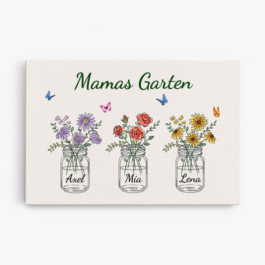 0869CGE1 Personalisierte Geschenke T Shirt Blumen Kinder Enkelkinder Mama Oma