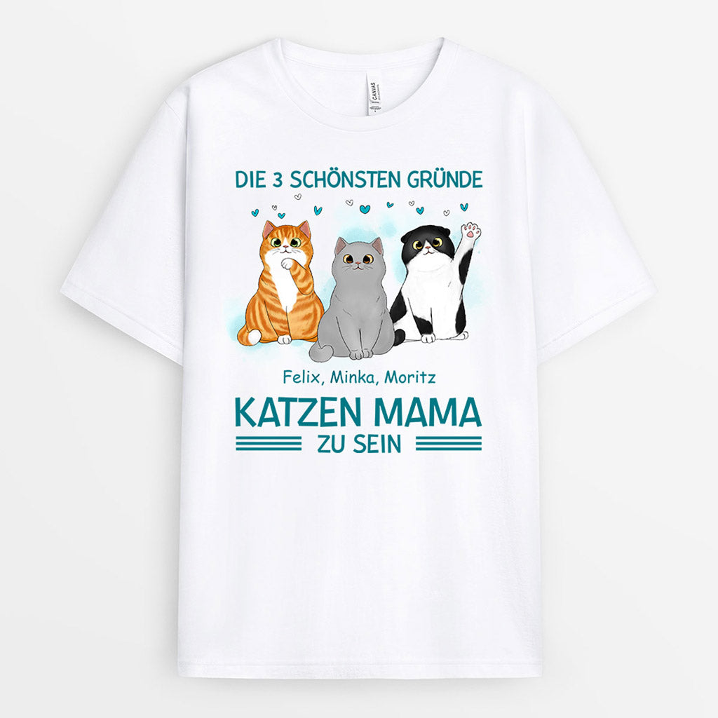 0891AGE1 Personalisierte Geschenke T Shirt Grund Katzen Katzenliebhaber Katzenbesitzer