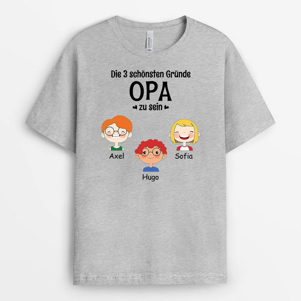 0897AGE2 Personalisierte Geschenke T Shirt Grund Kinder Enkelkind Papa Opa